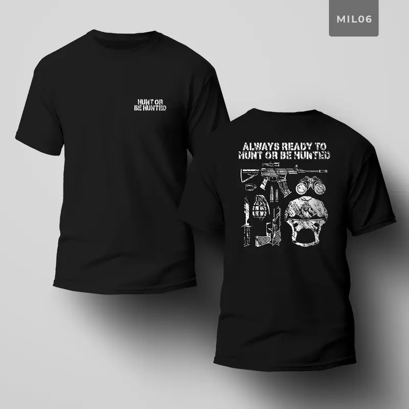 Kaos Hitam Milliter (MIL) Ukuran S-5XL Lengan Pendek  Kaos Distro Kaos Pria Kaos Lengan Pendek Kaos Keren Kaos Tshirt Oblong Baju Combed Katun Dewasa 5