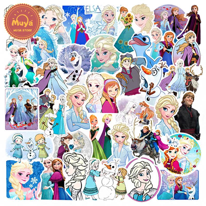 MUYA 50pcs Frozen ELSA Anna Princess Stickers Waterproof Cartoon ...
