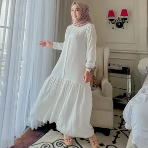 Aurel Dress Jumbo Gamis Wanita Muslim Rayon Twill Premium Panjang Cantik Tali Samping Seragam Ootd Kondangan Nyaman Resleting depan dan Kantong