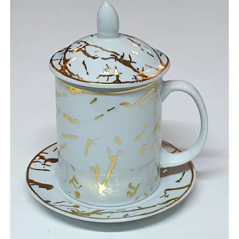 mug tutup + alas keramindo cangkir minum kopi teh cantik kuat tahan panas bahan keramik batu
