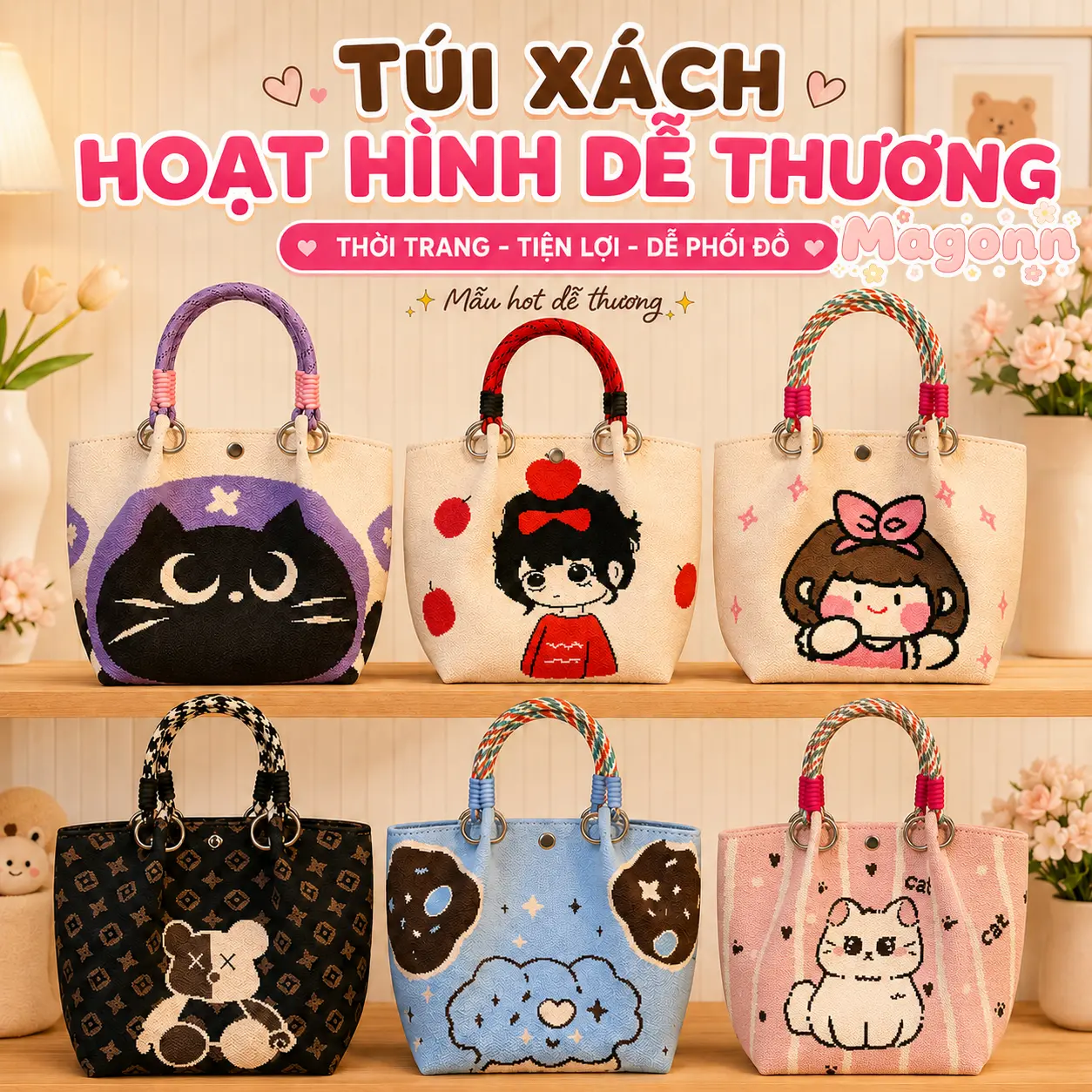 Magonn Túi xách đeo đa dụng, túi vải thùng nước, túi tote dệt, túi xách lớn, đẹp mắt, tặng quà cho cô gái túi đi biển nữ tuico idi bien tui