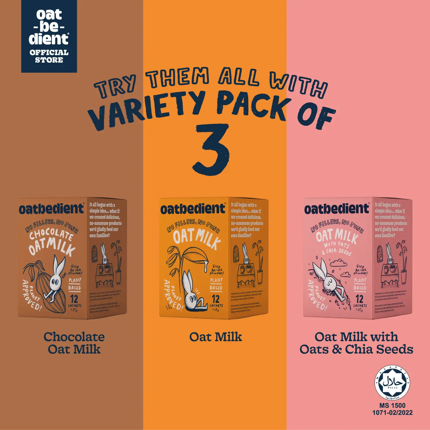 [The Powder-ful Trifecta Bundle] Oatbedient Oat Milk Series (12 x 28g/ 35g)