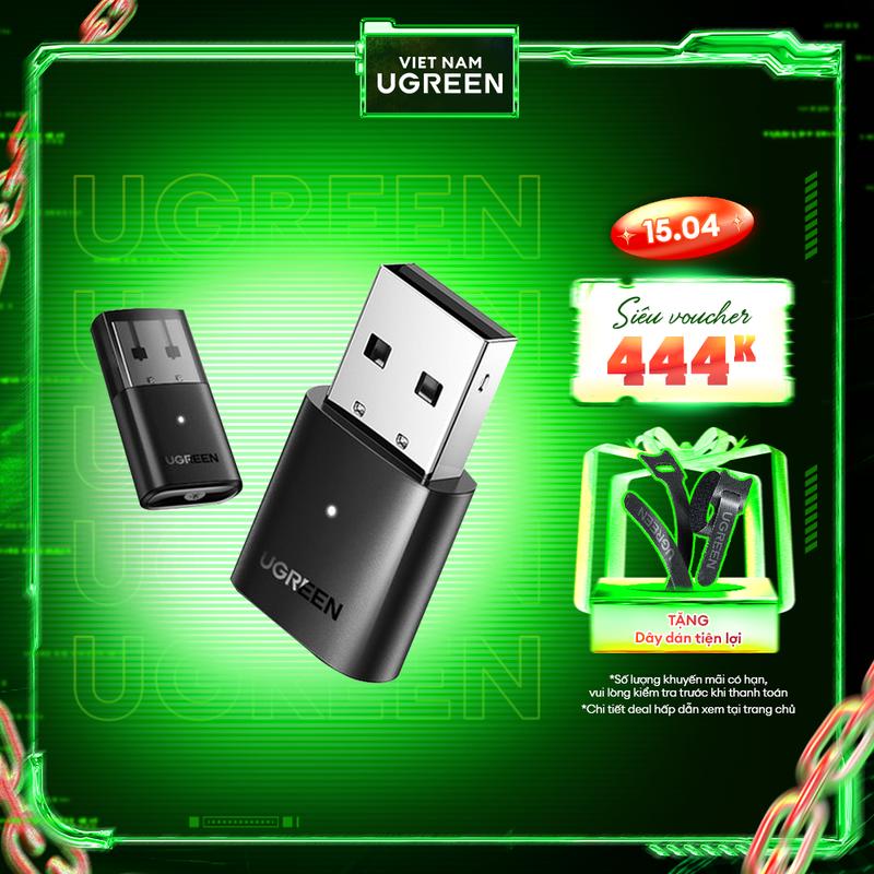 Bộ phát USB Bluetooth 5.4 UGREEN CM390 cho PC/Laptop | Chuẩn Bluetooth 5.3/5.4 | Kết nối 5 thiết bị cùng lúc như tai nghe, chuột, bàn phím, tay cầm chơi game... | Bảo Hành 18 Tháng 1 Đổi 1