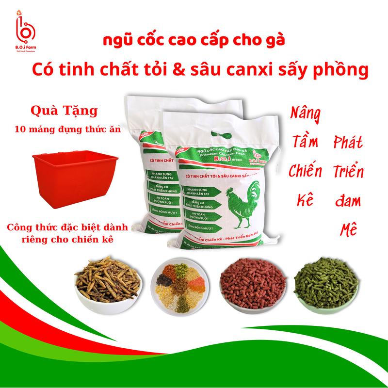 10kg ngũ cốc có chất tỏi và sâu canxi cho gà tặng kèm 10 máng ăn