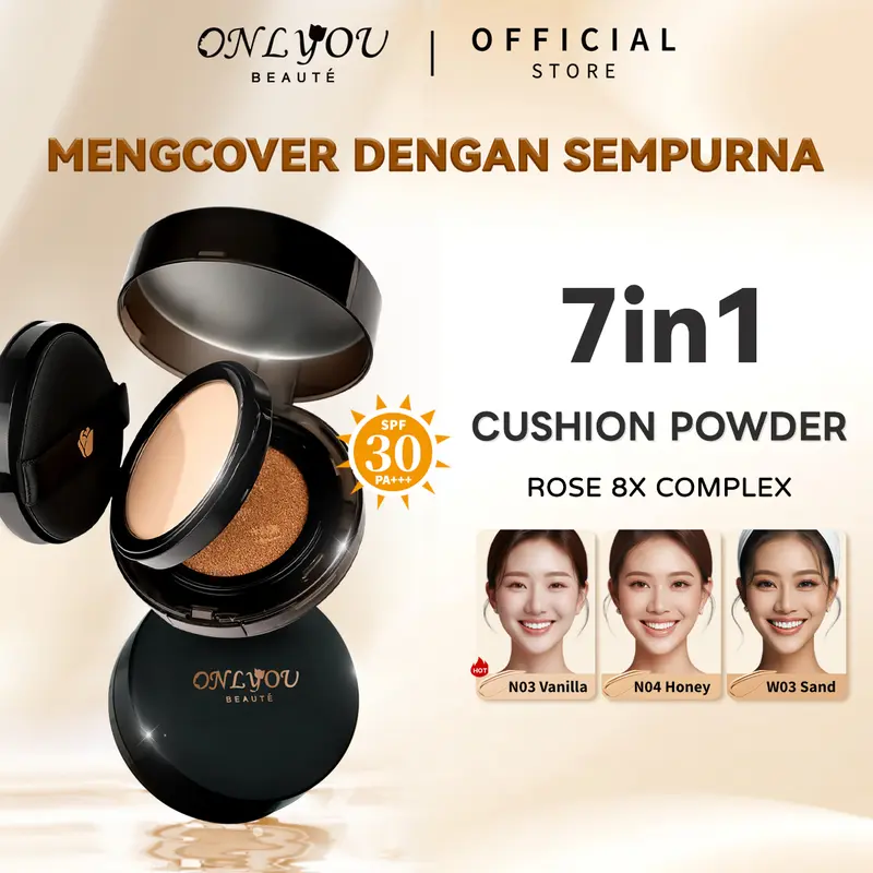 ONLYOU  Double cushion pressed powder 2 in 1 concealer foundation lasting do not take off makeup pressed  Sunscreen Cushion SPF30 PA+++【BPOM】【COD】 5