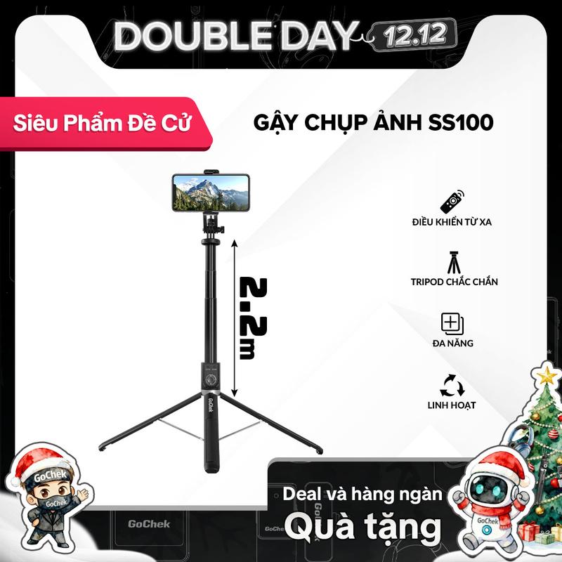  Gậy chụp ảnh tripod  selfi bluetooth điện thoại livestream vlog đa năng kéo dài 2m2 Gochek SS100 Phụ Kiện Selfie 