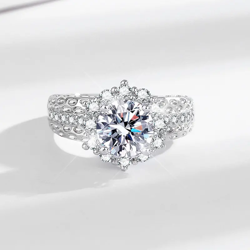【003Harga telah dibanting, segera di CO】Chard Wake Cincin Wanita Berlian Perhiasan Tunangan Ukuran Bebas 2 Karat Cincin Cewek  CWR021 1