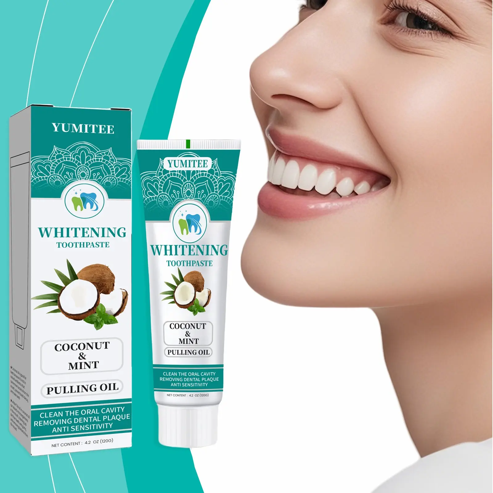 beauty toothpaste【COCONUT&MINT 】Deep Whitening Toothpaste - White Teeth / Desensitize / Prevent Stones / Probiotic Toothpaste / Stones / Sensitive Gums / Remove Stains