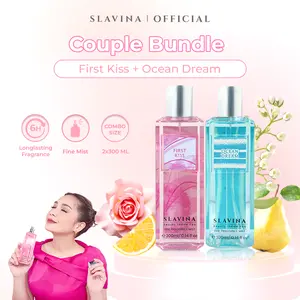 SLAVINA Bundle 2PCS Body Mist First Kiss + Ocean Dream (Couple Bundle) by Nagita Slavina – Body Mist Parfum Cewek Tahan Lama, Wangi Soft Fresh, Fragrance Daily Best Pair