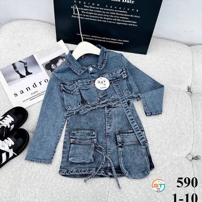1-7y (set jalan jacket jeans + skirt jeans 2 in 1)