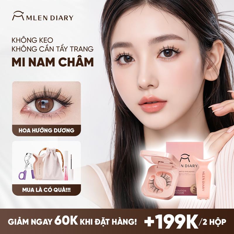 [Tặng Kẹp Mi] Mlen Diary - Mi Giả Nam Châm Mềm, Lông Mi Giả Từ Tính An Toàn, Tái Sử Dụng, Chất Lượng Cao, Chuyên Nghiệp, Dễ Gắn, Dễ Sử Dụng, Tự Nhiên Và Nhẹ Nhàng