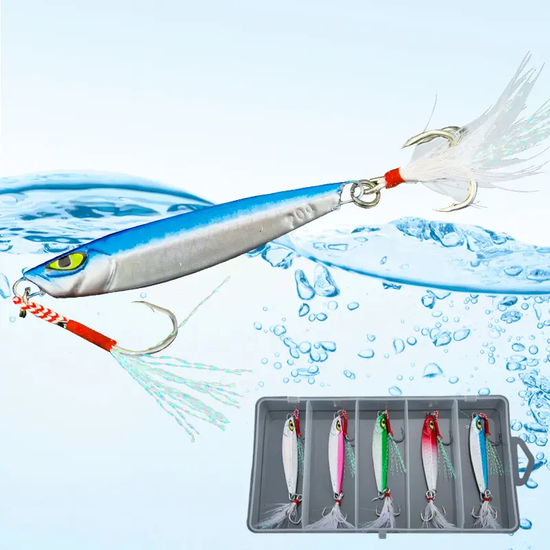 Umpan Pancing Jigging Bait Lure Hook 1 Set Box (10gx5pcs) Memancing Spinner Umpan 10g Laser Metal Jig Spoon Fishing Lure Bait 1 Set Box Kotak Ikan Laut 2