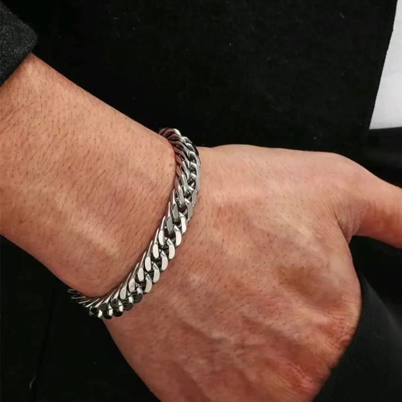 GELANG RANTAI BAJA TITANIUM STAINLESS STEEL PRIA KEREN ANTI KARAT