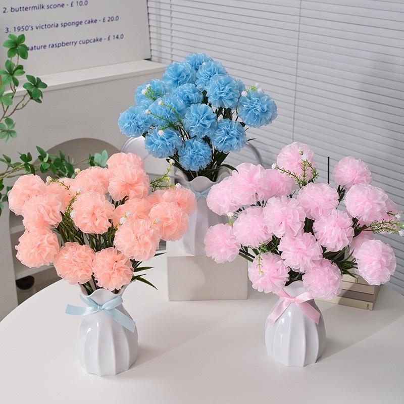 Set vật liệu tự làm 18 bông hoa hồng ruy băng trang trí decor handmade đẹp S0665