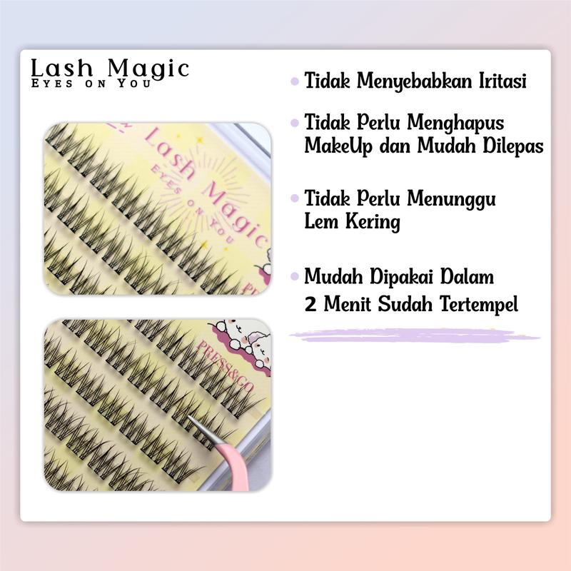 LASH MAGIC BULUMATA PALSU BEBAS LEM ( LANGSUNG TEMPEL ) EYELASH ADHESIVE CLUSTER 10 ROWS FISHTAIL 11 - 13MM KEGIATAN HARI HARI NATURAL DOUYIN KOREAN LOOK LUCNH HANG OUT WORK KERJA Eyelashes extension Memperbesar Mata Serat Kapas Premium Bulu Mata Palsu 6