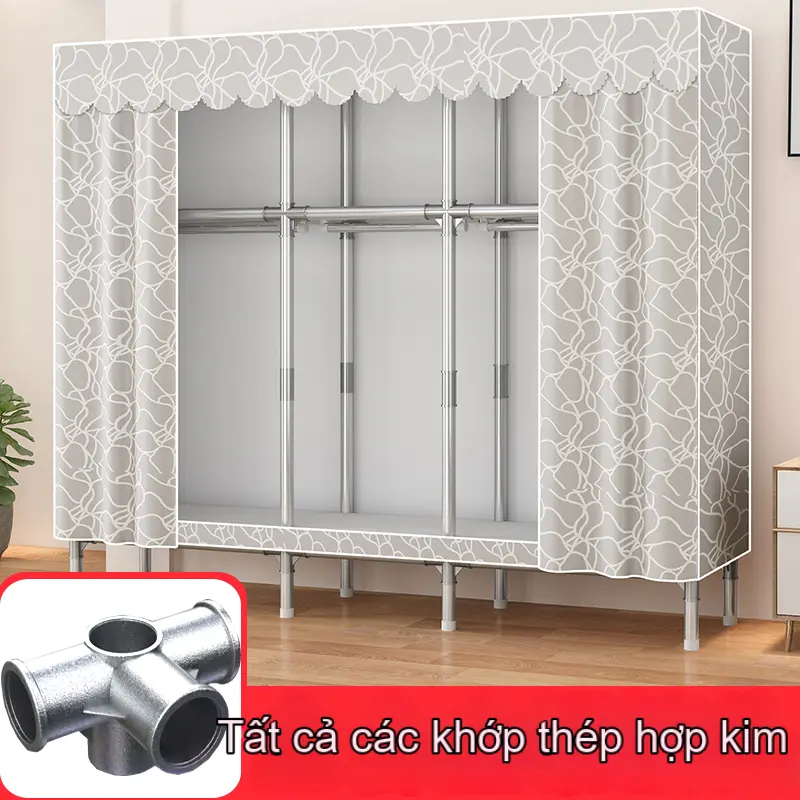 Tủ quần áo đơn giản, ống thép dày, giao diện hợp kim gia cố, thích hợp cho vải, lắp ráp đơn giản và tiết kiệm chi phí, lưu trữ và tổ chức, lý tưởng để lưu trữ quần áo