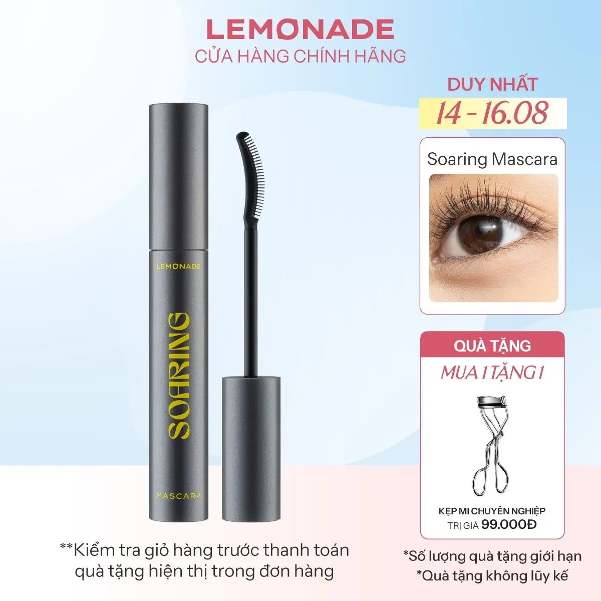 MUA 01 Chuốt mi tơi dài lâu trôi Lemonade Soaring Mascara TẶNG 01 Kẹp mi chuyên nghiệp