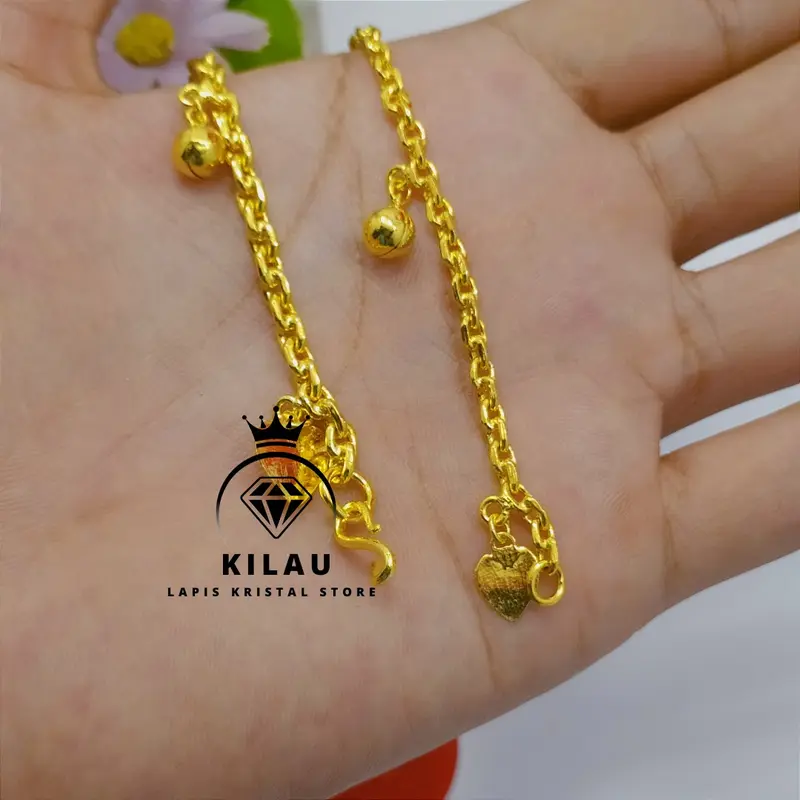 gelangrantai mainan 5 sepuh emas 24k lapis Crystal 5