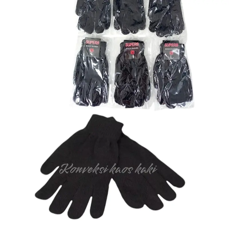 Sarung Tangan Rajut Hitam Polos untuk Pria dan Wanita Dewasa - 1 Pasang Gloves 6