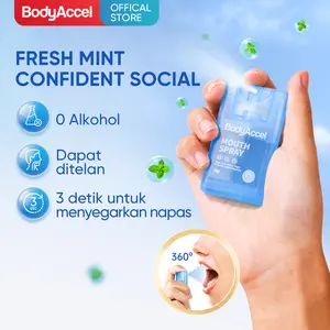 Bodyaccel Mouth Spray - Bebas alkohol dan zat berbahaya, cocok untuk semua orang - Nyaman untuk dibawa dan dibersihkan kapan saja - Terbuat dari bahan alami Mulut Gusi