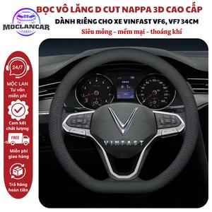 Bọc Vô Lăng Ô Tô 3D Da Nappa Dáng D Cut Size 34cm Siêu Mỏng Thoáng Khí Chống Trơn Trượt Dành Cho VF6 VF7 Vinfast