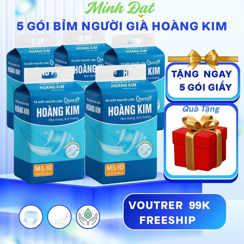    COMBO 5 GÓI   BỈM HOÀNG KIM SIÊU TIỆN LỢI DÀNH CHO NGƯỜI GIÀ SIZE ML VÀ XL DÀNH CHO NGƯỜI TỪ 35 KG ĐẾN 70 KG 