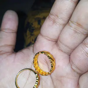 Cincin titanium gold motif dobel rantai warna emas 24 k anti luntur