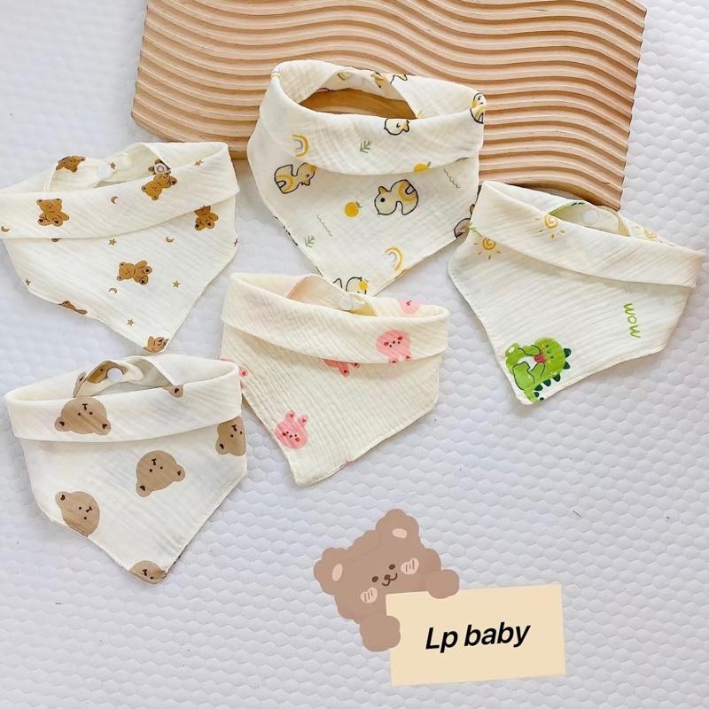 Khăn yếm tam giác cho bé, Yếm xô Muslin 2 lớp siêu mềm, tiện lợi cho bé từ 0-3…