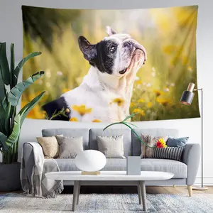 Fotografi hewan peliharaan bertema Bulldog Prancis, poster dekorasi kamar tidur, latar belakang, hiasan dinding, permadani, dan hiasan dinding.