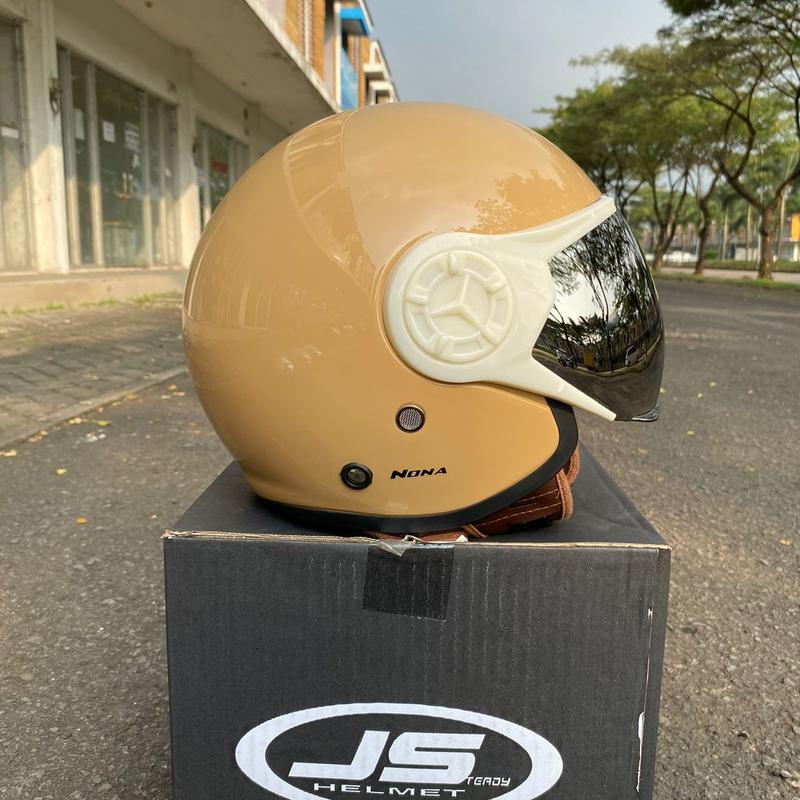 Helm JS NONA SOLID Half Face Retro SNI Kaca Motorcycle Visor 3