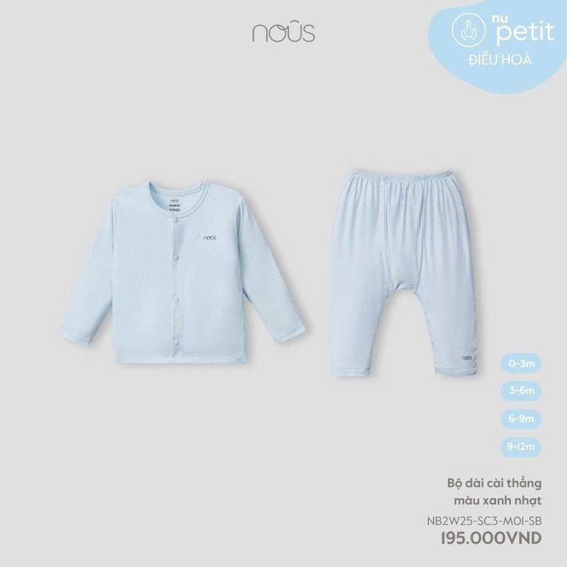 [KOL Nous Baby] S22 Bộ quần áo cài thẳng chất liệu Nu petit mềm mại, co giãn (Cho bé từ 3-10kg)