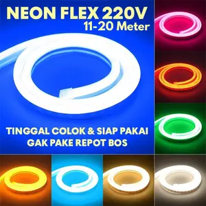 Paket Lampu LED Neon Flex 11-20 Meter / LED Neon Flex Ac 220V / Paket Neon Flex Free Socket / Paket Neon Flex IP65 Waterproof