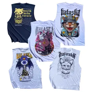 Baju Kaos Singlet Tanpa Lengan Sablon Pria Putih