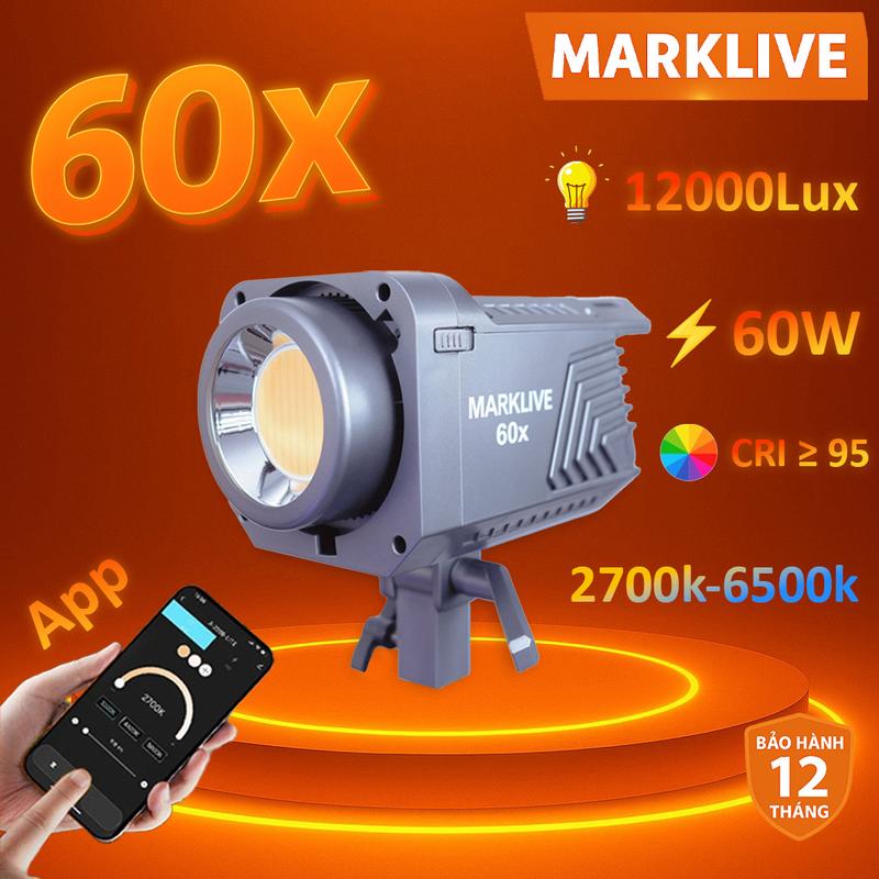 MARKLIVE 60X Đèn Livestream Chụp Ảnh Quay Video Chuyên Nghiệp Chuẩn màu 95% Sáng Mạnh ,APP kết nối