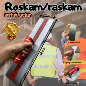 Roskam Raskam Plus Penguat - Perata Acian - Plastering Trowel - Raskam 40cm 50cm 60cm - Tahan Karat - Cocok untuk Proyek Konstruksi dan Renovasi Rumah