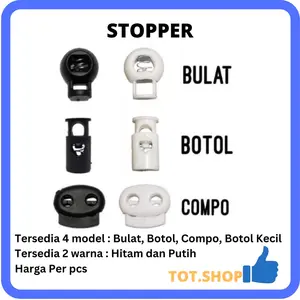 [PER-PCS] Stopper Ujung Pengunci Tali Masker / Tas / Tali Khor Bulat Botol Tabung Compo Kompo