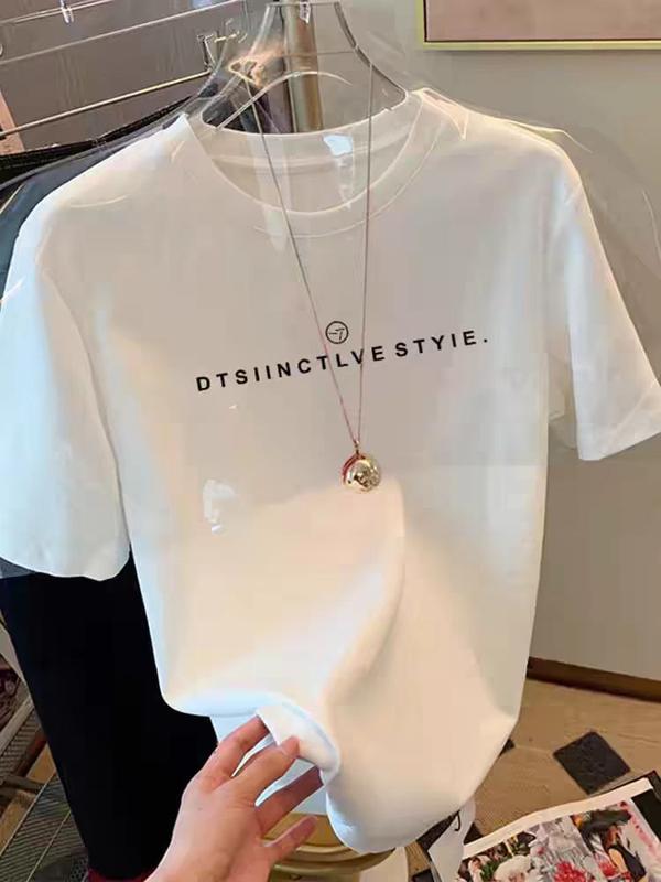 G9027 Áo thun tay ngắn in họa tiết học sinh cao cấp chất liệu cotton nguyên chất 2025 mùa hè kiểu dáng mới đa năng phong cách Hàn Quốc hợp thời trang rộng rãi cho nam và nữ