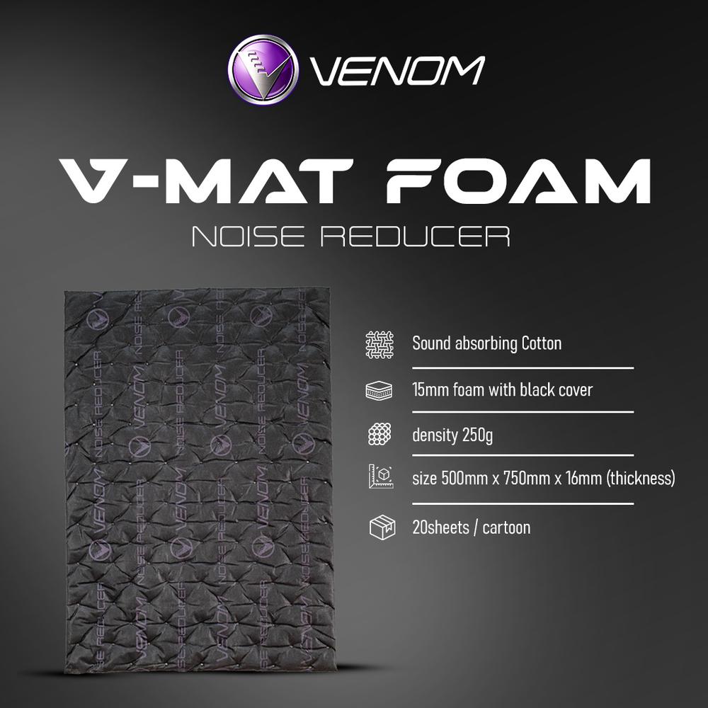 VENOM V-MAT FOAM Peredam Audio Mobil Buatan Rusia 15mm Foam Hitam Pengurang Kebisingan & Panas