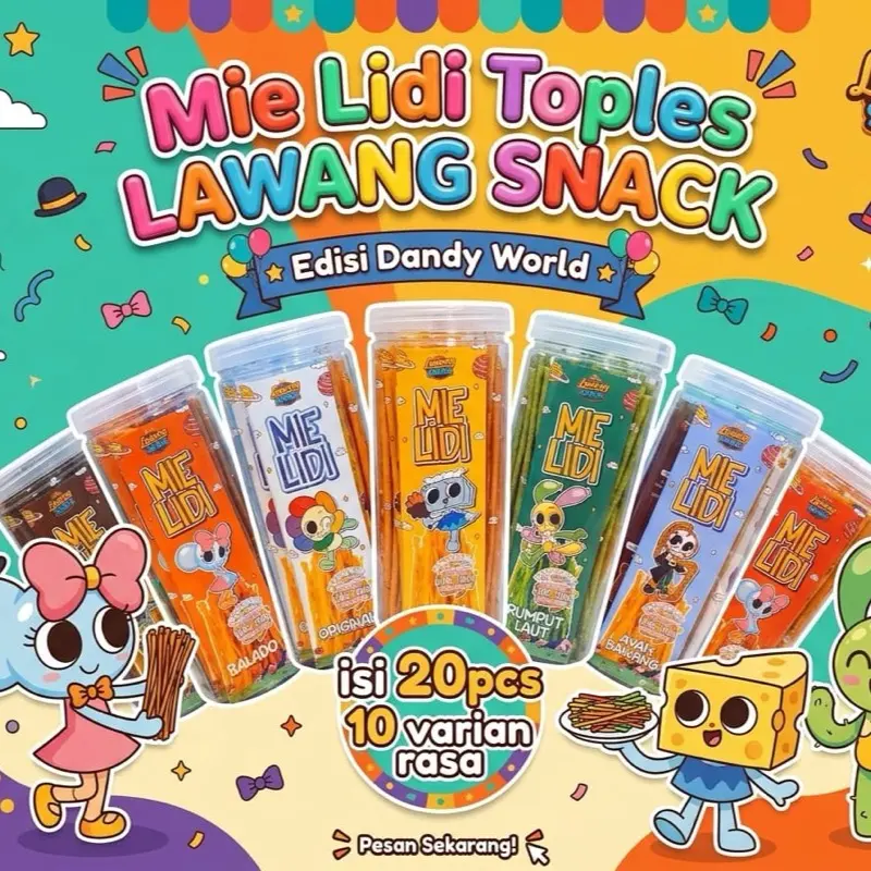 [LAWANG SNACK] MIE LIDI TOPLES ISI 20PCS MIX 10 VARIAN RASA