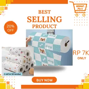 HMRT Tisu Gulung Roll Isi 50 Lembar Tisu Dapur Lazy Wipes Tissue Roll Gulung Dapur Penyerap Minyak Multifungsi Bisa Di Cuci-Motif Campur Kain