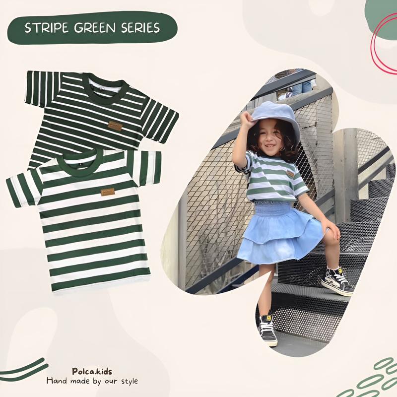 Product Introduction of Kaos anak stripe green series polca Fashion 2