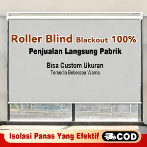 Tirai Jendela Tarik Roller Blind Blackout 100% Dangan Rel Atas Gorden Tarik Gulung Anti Sinar Privasi Peneduh Insulasi Panas Tirai Lipat Jendela Dapur Ruang Tamu Kamar Tidur Kantor