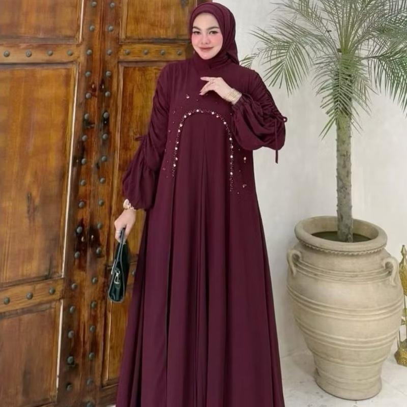 Elora Set Dress 2in1 Gamis Muslim Kondangan Matt Ceruty Babydoll Apk Payet Premium Nyaman Wanita Dewasa Mewah Pesta Remaja Motif Lebaran Simple Ibu Panjang Formal Gaun 3