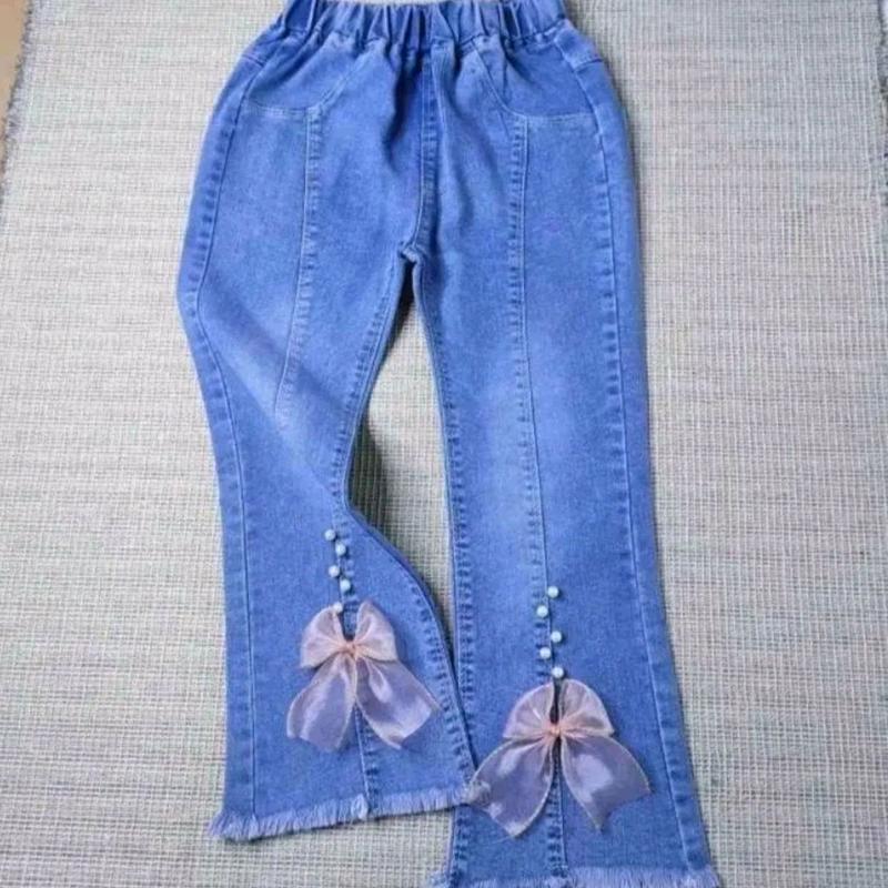 CELANA  MOTIF PITA MUTIARA USIA 1 - 10 TAHUN BAWANHAN PANJANG ANAK PEREMPUAN TERBARU Fashion Jeans Cantik Denim 2