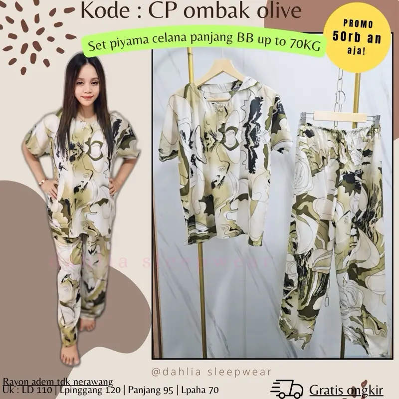 CP ombakolive + piyama pendek/panjang tulis warna
