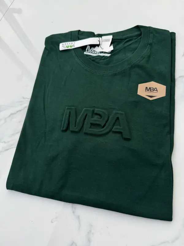 Kaos Embos Logo MBA 100% Cotton 24s / Baju Oblong Dewasa Pendek Pria Distro Keren Motif Casual Polos Simpel Santai / Atasan Tshirt Katun Combed Berkualitas Tinggi  Nyaman Unik Panjang 6