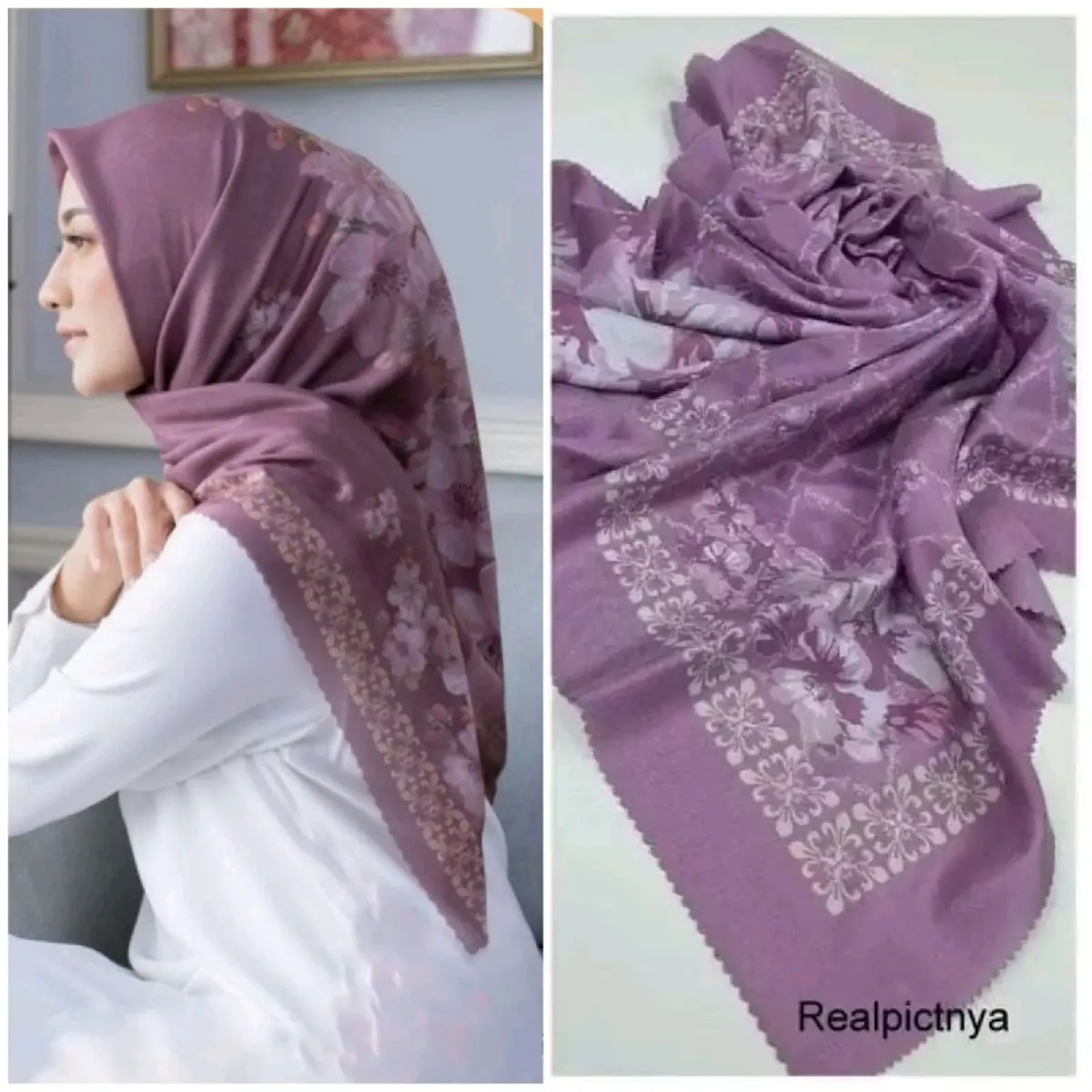 Kerudung Voal Premium Polos/Motif Segi Empat Dewasa 115x115cm Standar Muslim Jilbab Square