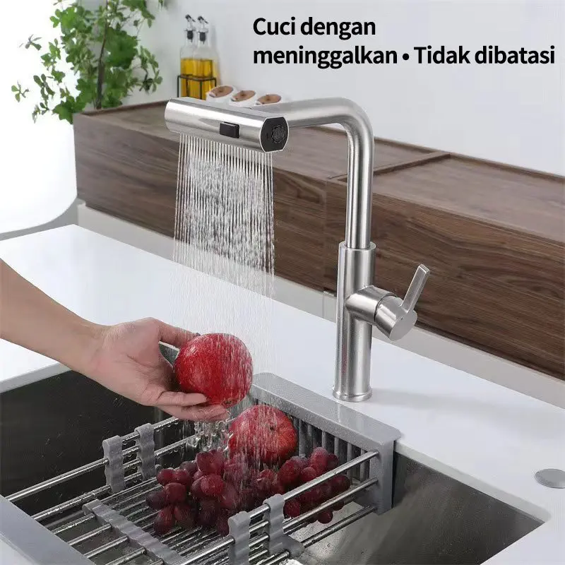 ✨ SUS 304 Keran Air Terjun 4 Mode Keran Wastafel Dapur Multifungsi Kran Sink Dapur 360 ° Rotasi Wastafel / Tembok Kran Angsa Fleksibel Paradised 3