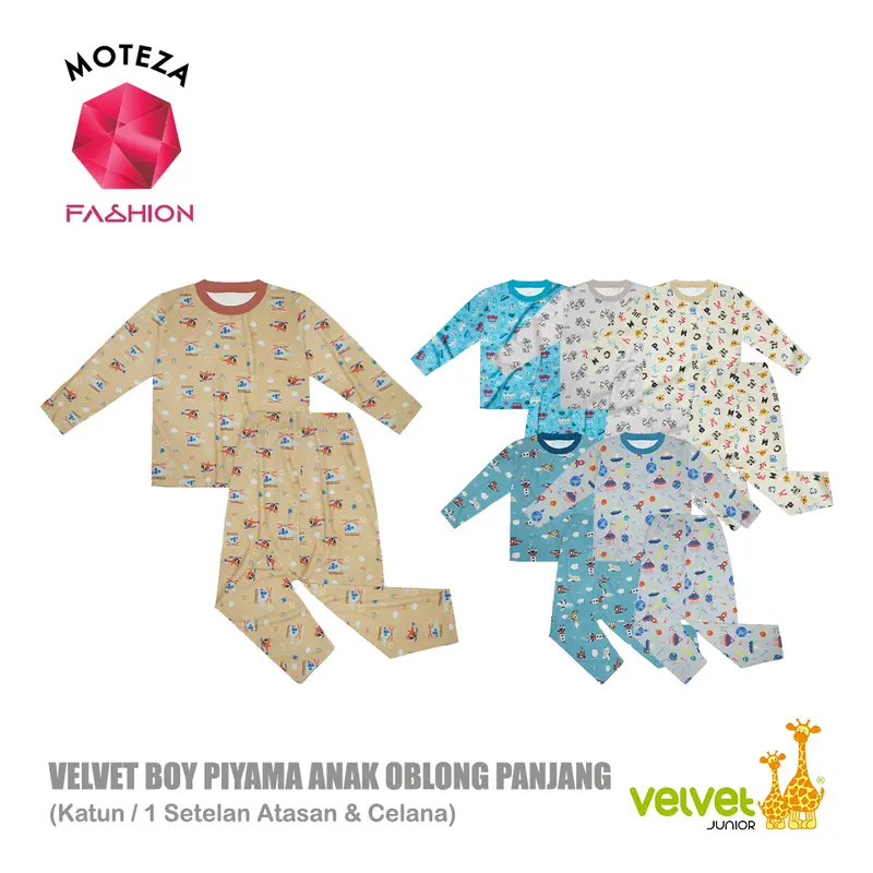 Velvet Junior Dreamwear - Piyama Anak Laki Setelan Oblong Atasan Panjang Stelan Celana Panjang | My Cool Alphabet | Brave Wings 0