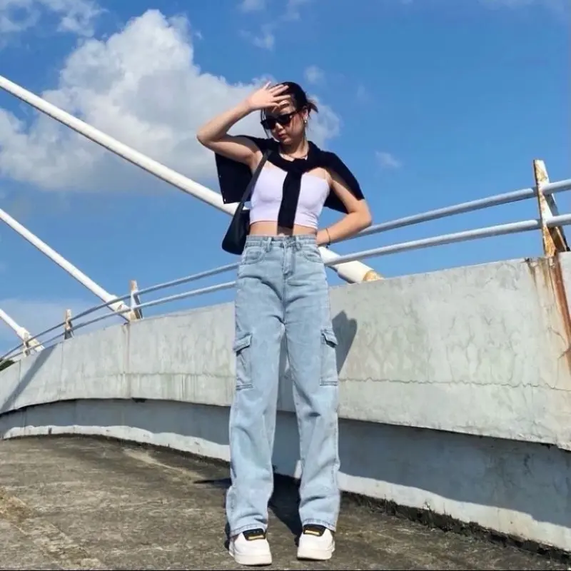￼JEANS CARGO WANITA HIGHWAIST - CELANA CARGO WANITA TERLARIS!!! Kantong 4